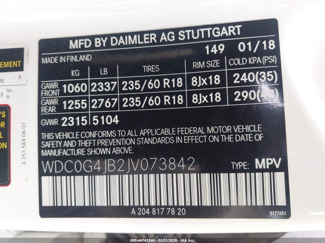 WDC0G4JB2JV073842 Mercedes-Benz GLC 300
