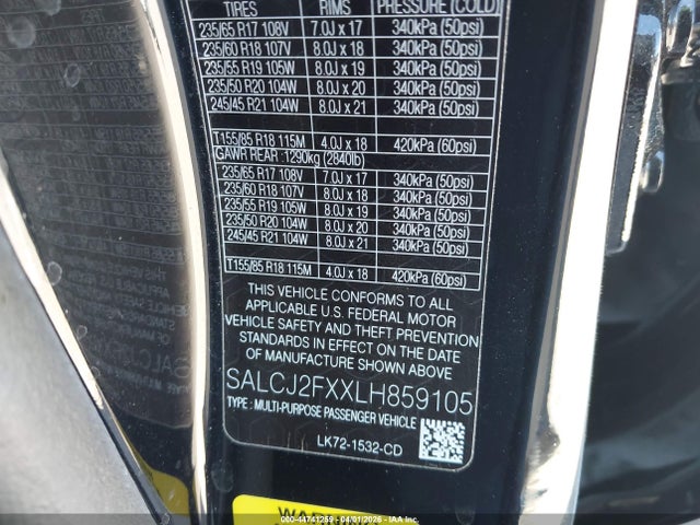 SALCJ2FXXLH859105 Land Rover Discovery Sport S