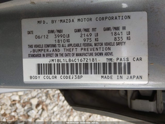 Aukcja sprzedaży 2012 Mazda Mazda3 I Touring, vin: JM1BL1L84C1672181, numer aukcji: 44741328