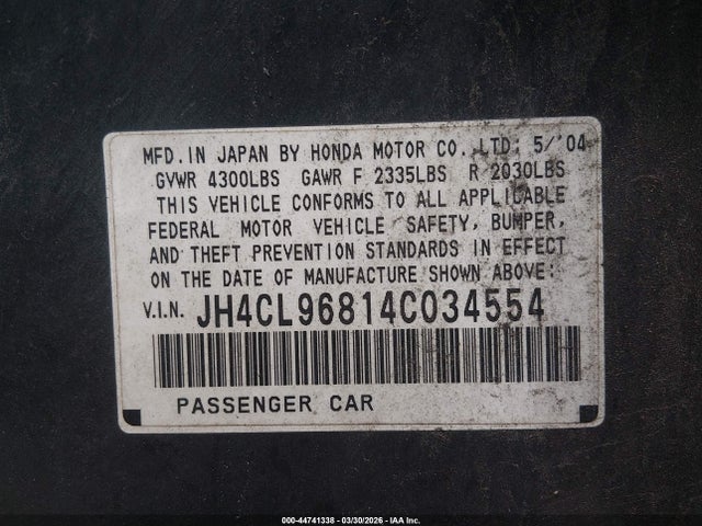 2004 ACURA TSX JH4CL96814C034554 Photo 8