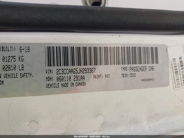 Продаж на аукціоні авто 2018 Chrysler 300 Touring, vin: 2C3CCAAG5JH293367, номер лоту: 44741347