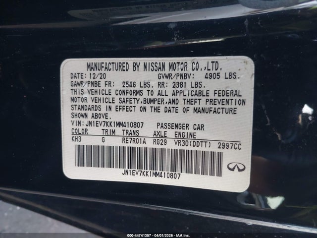 JN1EV7KK1MM410807 Infiniti Q60 Luxe