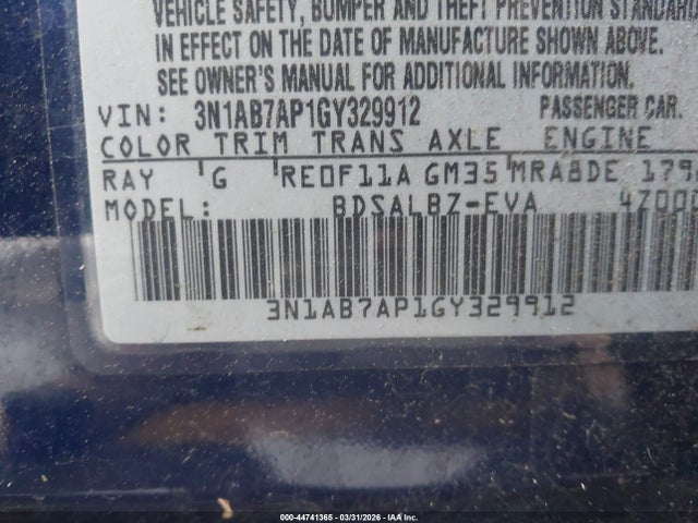 Nissan SENTRA S 2016 3N1AB7AP1GY329912 Image 9