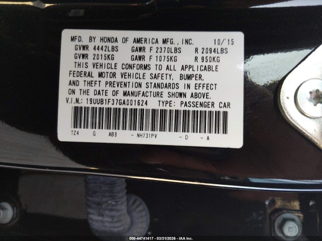 Продажа на аукционе авто 2016 Acura Tlx, vin: 19UUB1F37GA001624, номер лота: 44741417