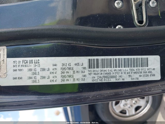 Продаж на аукціоні авто 2016 Jeep Patriot Sport, vin: 1C4NJPBA8GD588802, номер лоту: 44741443