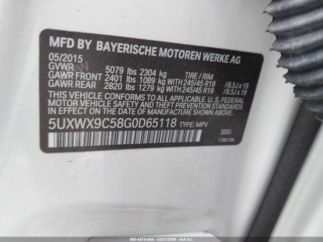 Aukcja sprzedaży 2016 Bmw X3 Xdrive28i, vin: 5UXWX9C58G0D65118, numer aukcji: 44741444