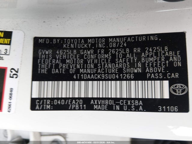 Toyota CAMRY SE 2025 4T1DAACK9SU041266 Image 9