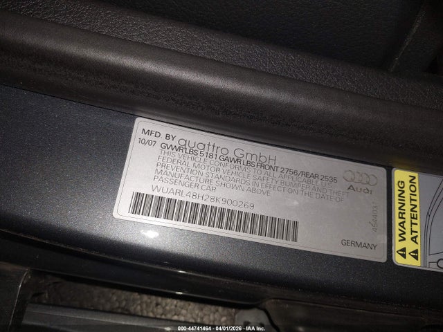 2008 AUDI S4 WUARL48H28K900269 Photo 8