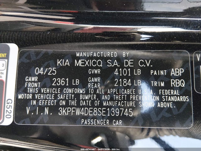 Продажа на аукционе авто 2025 Kia K4 Gt-line, vin: 3KPFW4DE8SE139745, номер лота: 44741467