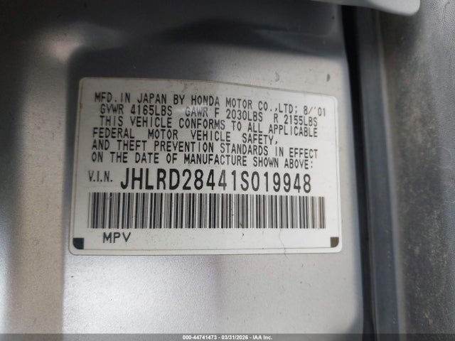 2001 HONDA CR-V JHLRD28441S019948 Photo 8