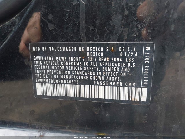 44741530 :رقم المزاد ، 3VWEM7BU0RM040878 vin ، 2024 Volkswagen Jetta 1.5t Se مزاد بيع