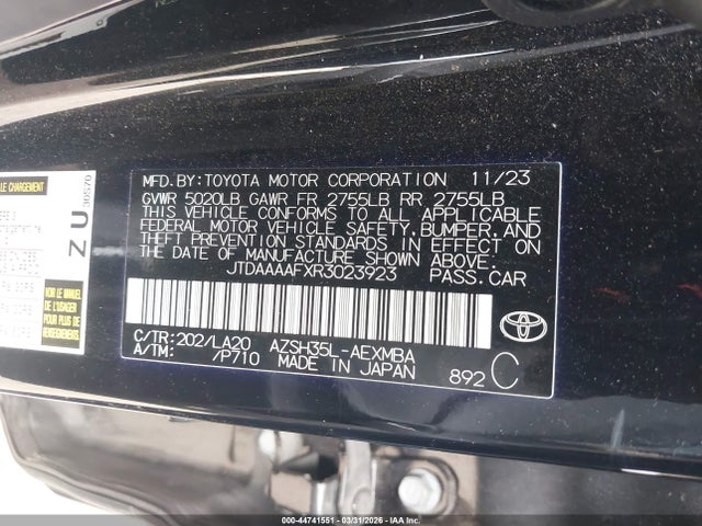44741551 :رقم المزاد ، JTDAAAAFXR3023923 vin ، 2024 Toyota Crown Limited مزاد بيع