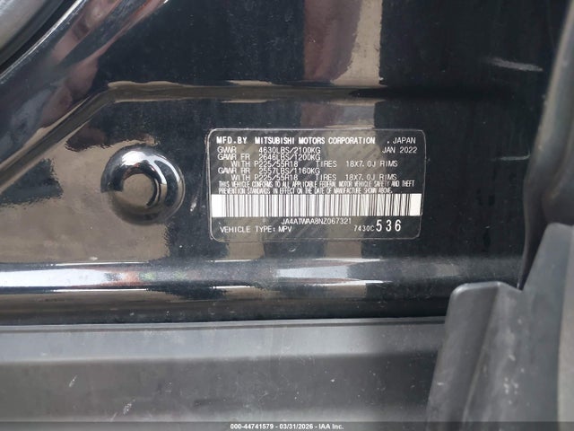 Продаж на аукціоні авто 2022 Mitsubishi Eclipse Cross Se S-awc/se Special Edition S-awc/sel S-awc/sel Special Edition S-awc, vin: JA4ATWAA8NZ067321, номер лоту: 44741579