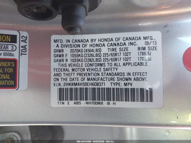 2HKRM4H59EH608371 Honda CR-V EX