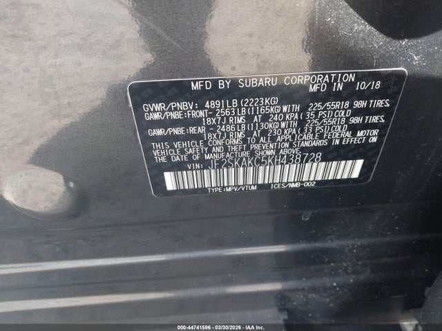 Aukcja sprzedaży 2019 Subaru Forester Sport, vin: JF2SKAKC5KH438728, numer aukcji: 44741596