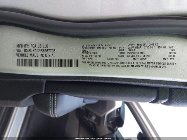 Aukcja sprzedaży 2024 Jeep Grand Cherokee L Altitude X 4x4, vin: 1C4RJKAG9R8567706, numer aukcji: 44741619