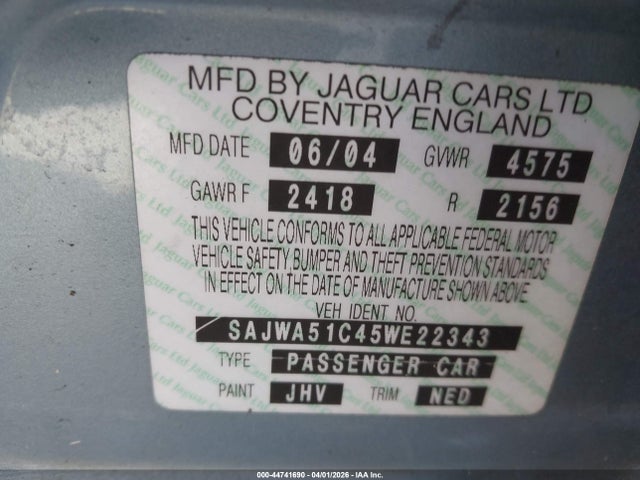 2005 JAGUAR X-TYPE SAJWA51C45WE22343 Photo 8