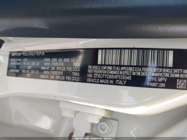Fiat 500x Lounge Awd 2017 ZFBCFYDB5HP535045 Image 9