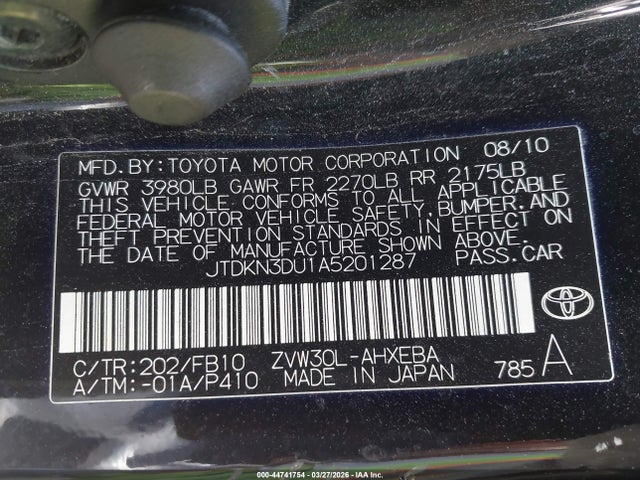 2010 TOYOTA PRIUS JTDKN3DU1A5201287 Photo 8