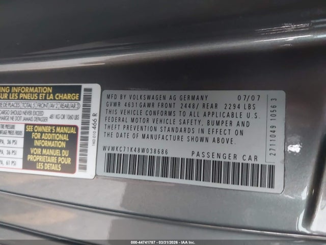 Продаж на аукціоні авто 2008 Volkswagen R32, vin: WVWKC71K48W038686, номер лоту: 44741787