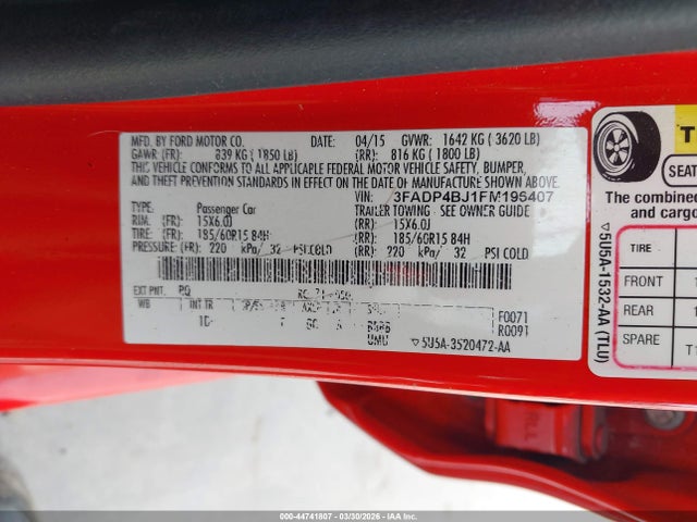 Ford FIESTA SE 2015 3FADP4BJ1FM196407 Image 9