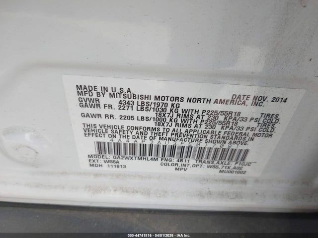 Продажа на аукционе авто 2015 Mitsubishi Outlander Sport Es, vin: 4A4AP3AU3FE017091, номер лота: 44741816