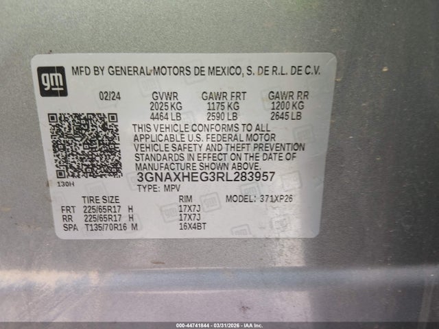 Продаж на аукціоні авто 2024 Chevrolet Equinox Fwd Ls, vin: 3GNAXHEG3RL283957, номер лоту: 44741844