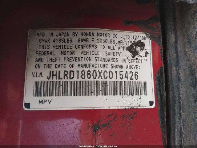 1999 HONDA CR-V JHLRD1860XC015426 Photo 8