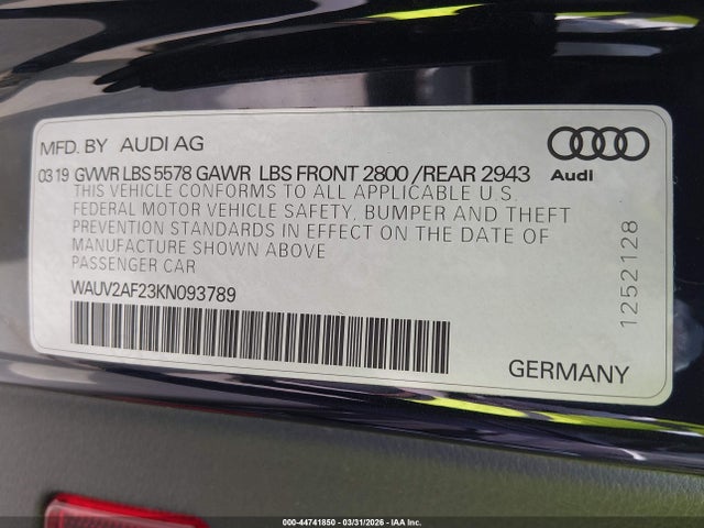 Продаж на аукціоні авто 2019 Audi A7 55 Premium, vin: WAUV2AF23KN093789, номер лоту: 44741850