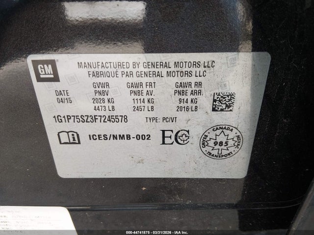1G1P75SZ3F7245578 Chevrolet Cruze Diesel