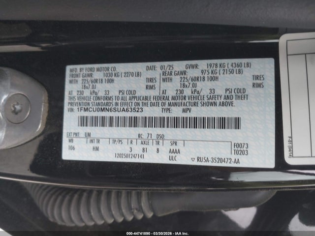 Auction sale of the 2025 Ford Escape St-line, vin: 1FMCU0MN6SUA63523, lot number: 44741890
