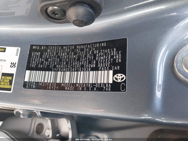 Aukcja sprzedaży 2024 Toyota Corolla Le, vin: 5YFB4MDE0RP163938, numer aukcji: 44741895
