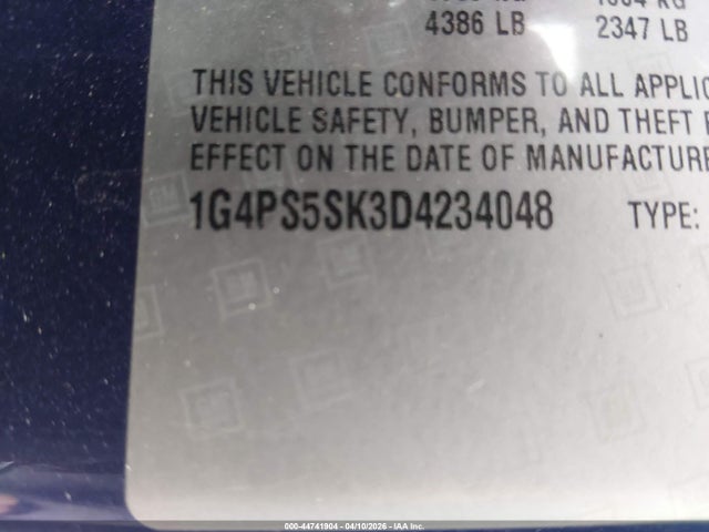 44741904 :رقم المزاد ، 1G4PS5SK3D4234048 vin ، 2013 Buick Verano Leather Group مزاد بيع