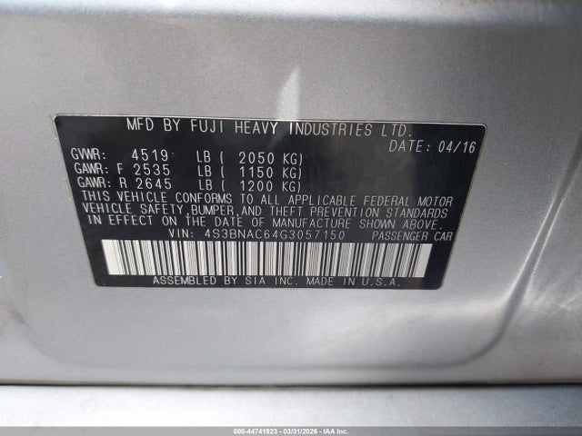 4S3BNAC64G3057150 Subaru Legacy 2.5i Premium