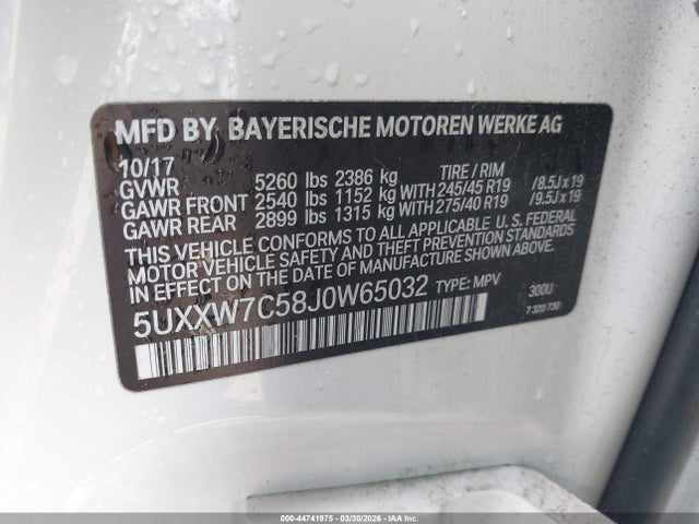 5UXXW7C58J0W65032 BMW X4 M40i