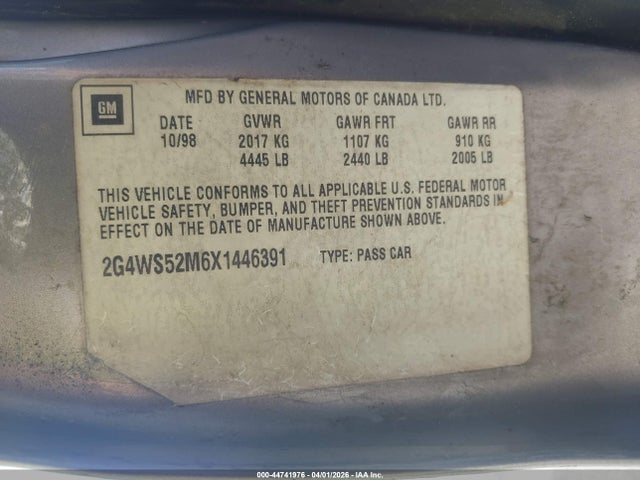 Продаж на аукціоні авто 1999 Buick Century Custom, vin: 2G4WS52M6X1446391, номер лоту: 44741976