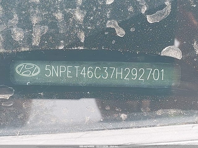 Aukcja sprzedaży 2007 Hyundai Sonata Gls, vin: 5NPET46C37H292701, numer aukcji: 44742006