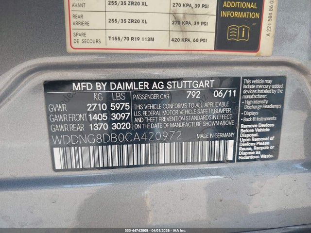 Продаж на аукціоні авто 2012 Mercedes-benz S 350 Bluetec 4matic, vin: WDDNG8DB0CA420972, номер лоту: 44742009