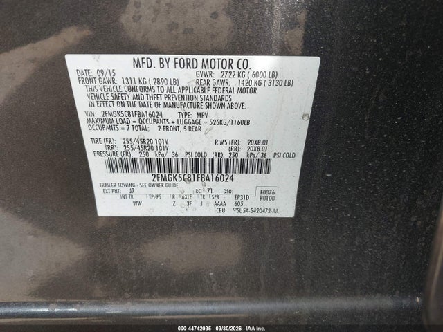 2015 FORD FLEX 2FMGK5C81FBA16024 Photo 8