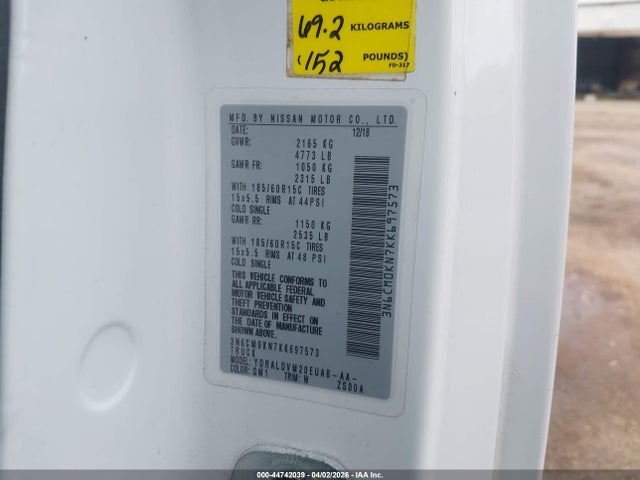 3N6CM0KN7KK697573 Nissan Nv200 S