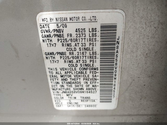 2009 NISSAN ROGUE JN8AS58V09W184527 Photo 8