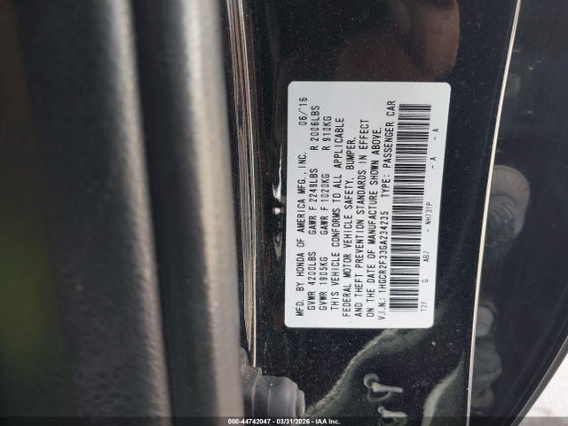 Aukcja sprzedaży 2016 Honda Accord Lx, vin: 1HGCR2F33GA234235, numer aukcji: 44742047