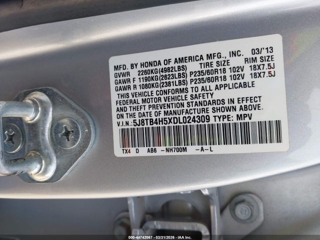 Aukcja sprzedaży 2013 Acura Rdx, vin: 5J8TB4H5XDL024309, numer aukcji: 44742067