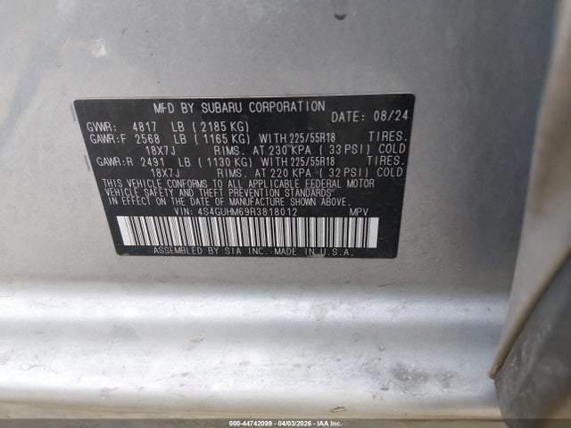 Продажа на аукционе авто 2024 Subaru Crosstrek Limited, vin: 4S4GUHM69R3818012, номер лота: 44742099