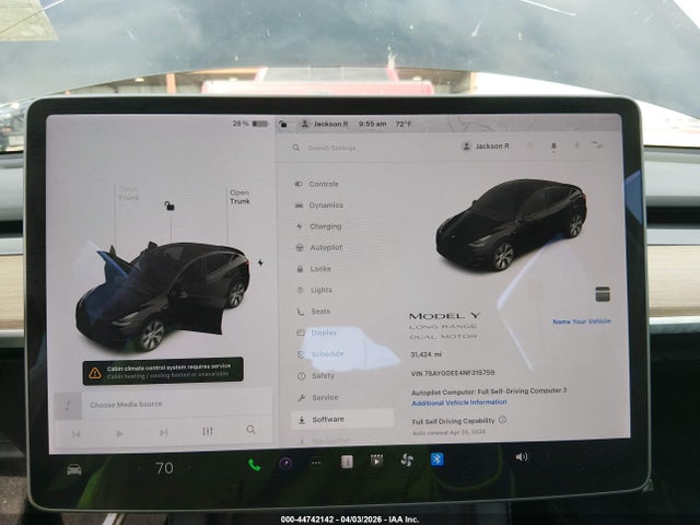 2022 Tesla Model Y Long Range Dual Motor All-wheel Drive მანქანა იყიდება აუქციონზე, vin: 7SAYGDEE4NF315759, აუქციონის ნომერი: 44742142