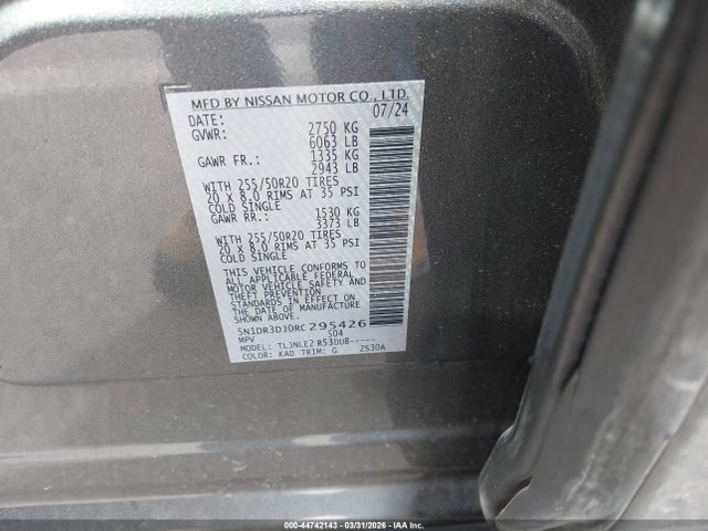 5N1DR3DJ0RC295426 Nissan Pathfinder Platinum 4wd