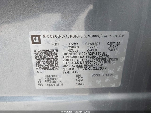 Продажа на аукционе авто 2019 Gmc Terrain Sle, vin: 3GKALTEV0KL332077, номер лота: 44742163