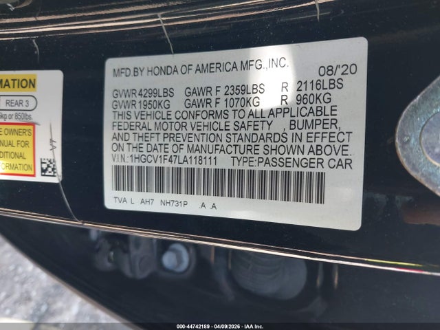 2020 HONDA ACCORD 1HGCV1F47LA118111 Photo 8