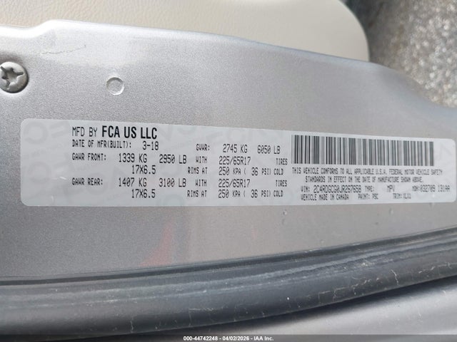 Aukcja sprzedaży 2018 Dodge Grand Caravan Sxt, vin: 2C4RDGCG0JR267658, numer aukcji: 44742248