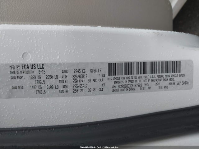 Продаж на аукціоні авто 2016 Dodge Grand Caravan Se Plus, vin: 2C4RDGBG3GR107669, номер лоту: 44742284